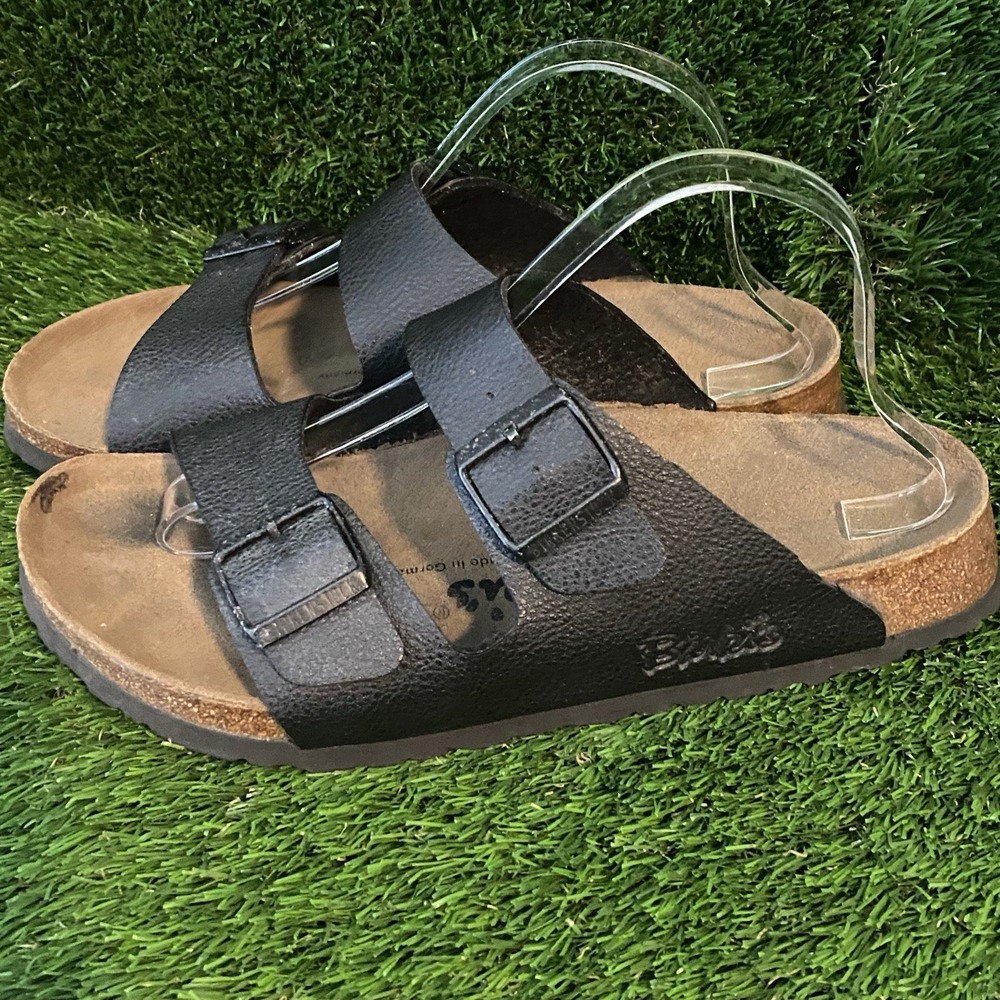 Birki's by birkenstock Arizona Black Sandals W11/M9 Cork Sole Slip On Boho - Picture 4 of 11